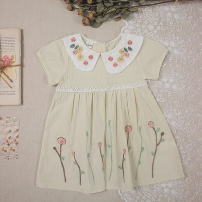 Floral Embroidery Baby Doll Dress