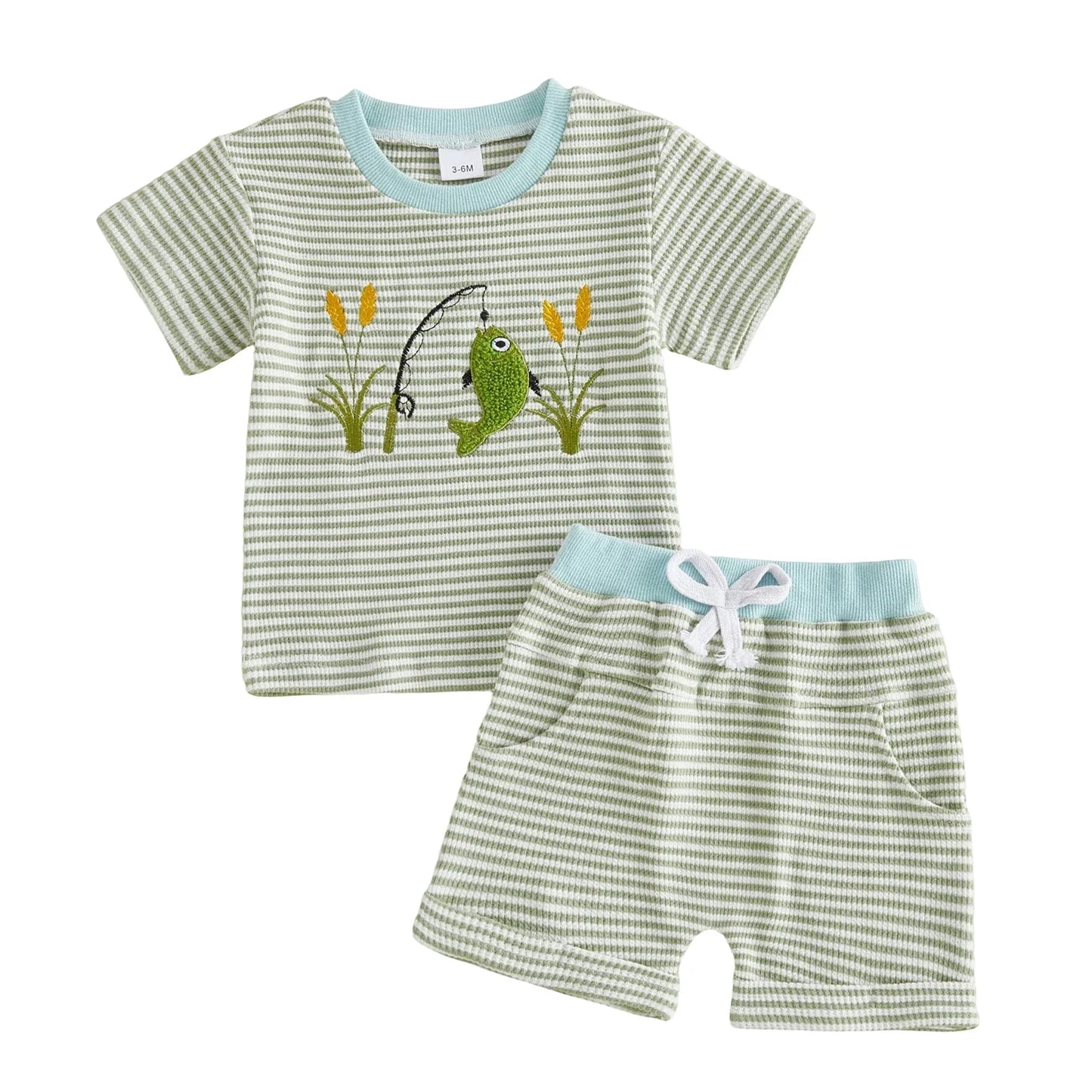 Striped Go Fish Shorts Set