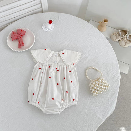 Heart Print Flap Romper