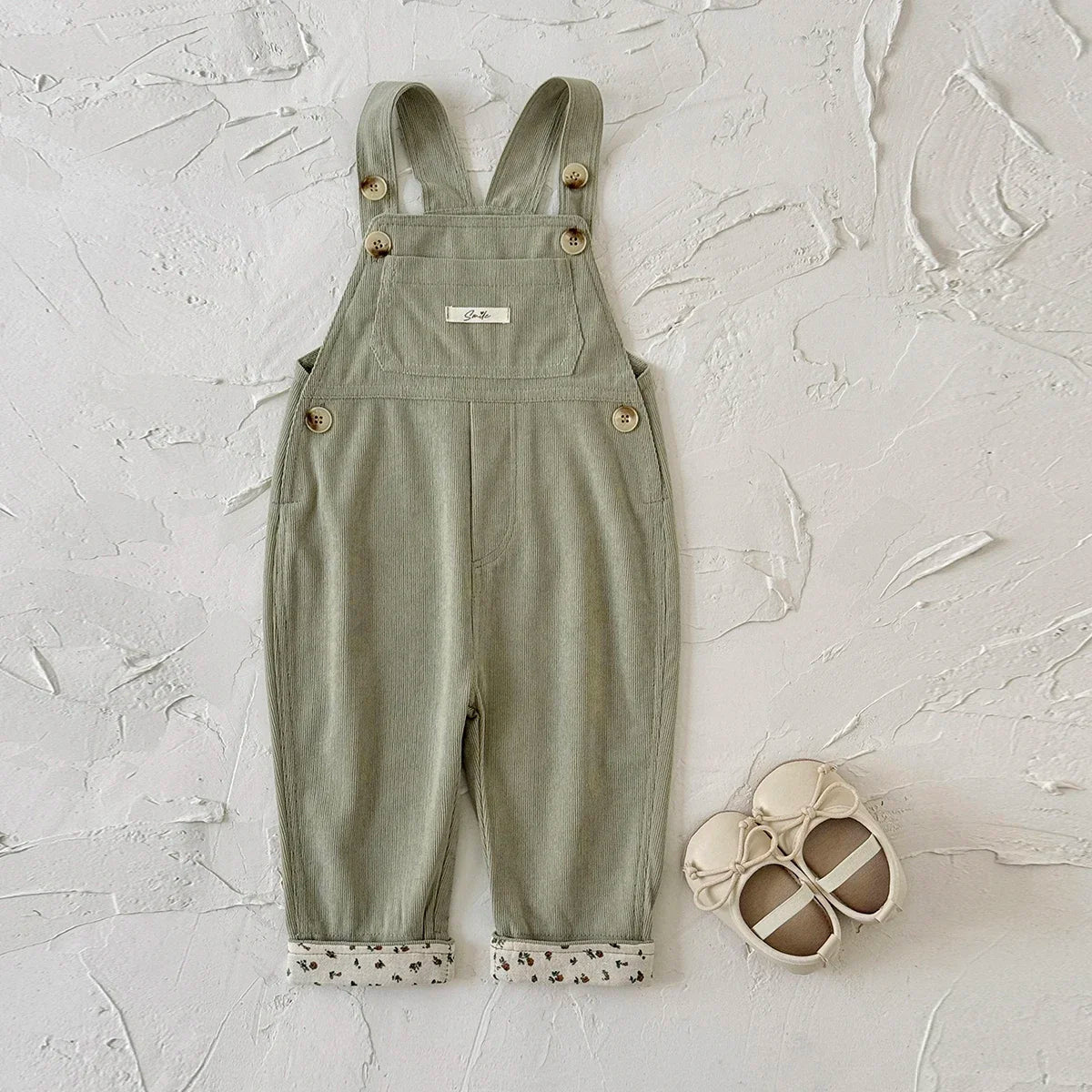 Floral Cuff Overall Jumpsuit