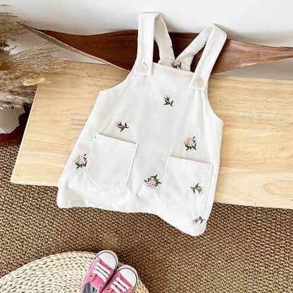 Flower Embroidery Suspender Dress