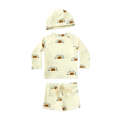 Boys Long sleeve Swimsuit Set. 3Pcs