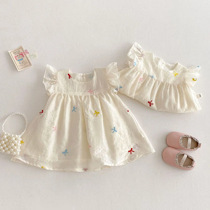Ribbon Fly Sleeve Sister Outfits