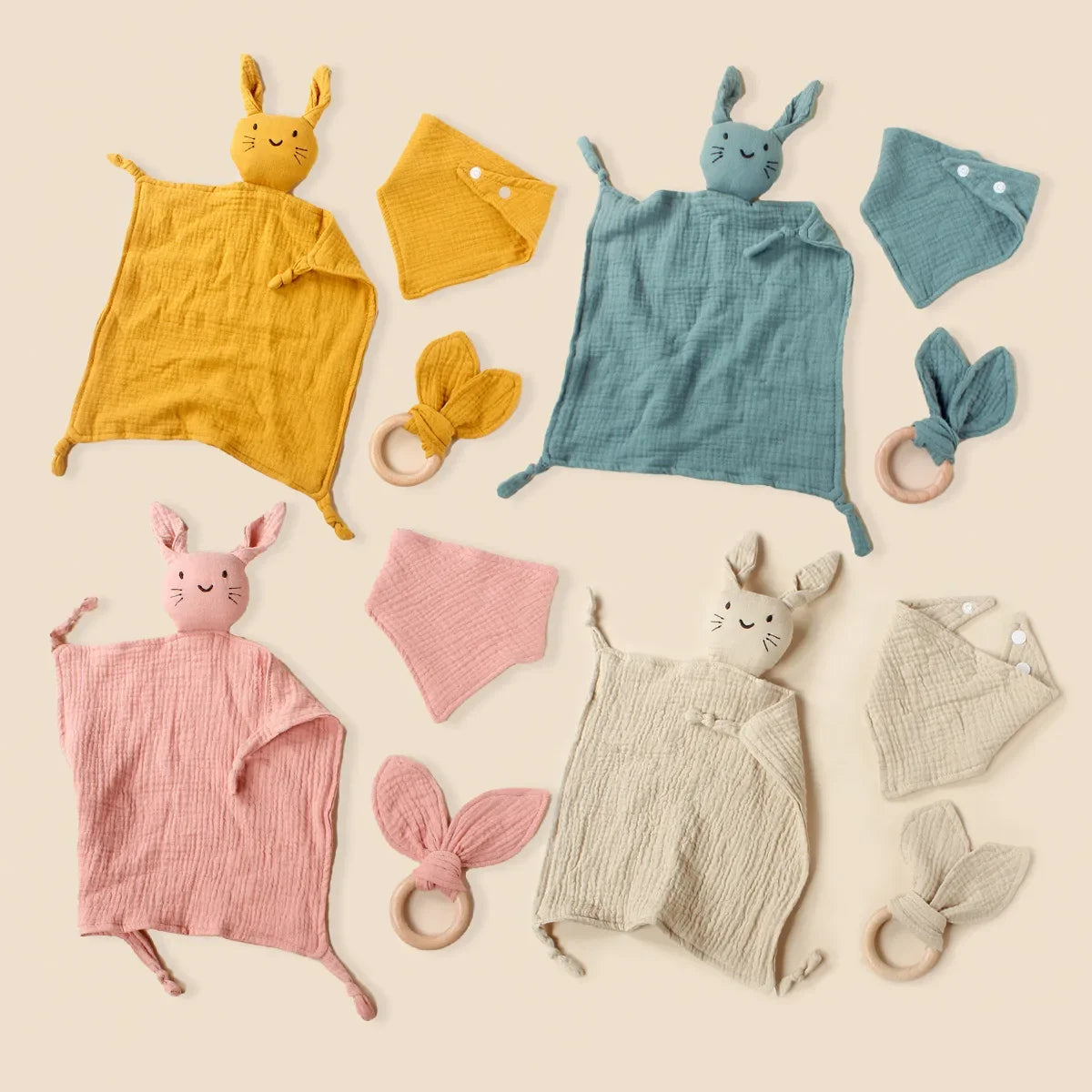 Muslin Wooden Ring Teething Set
