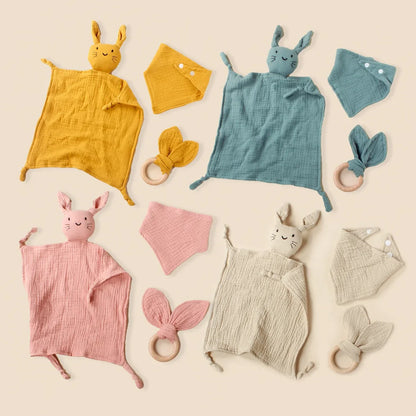 Muslin Wooden Ring Teething Set