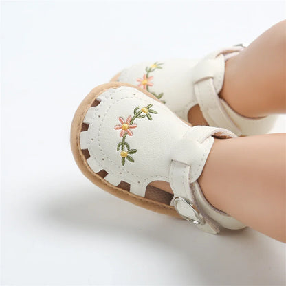 Embroidered Floral Pre-Walker Sandals