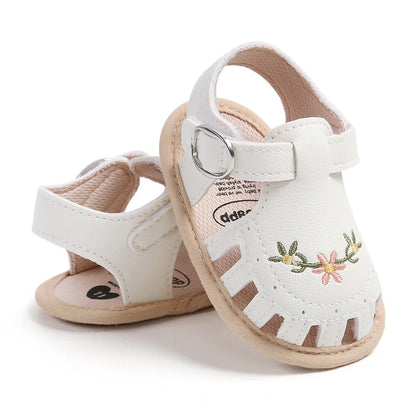 Embroidered Floral Pre-Walker Sandals