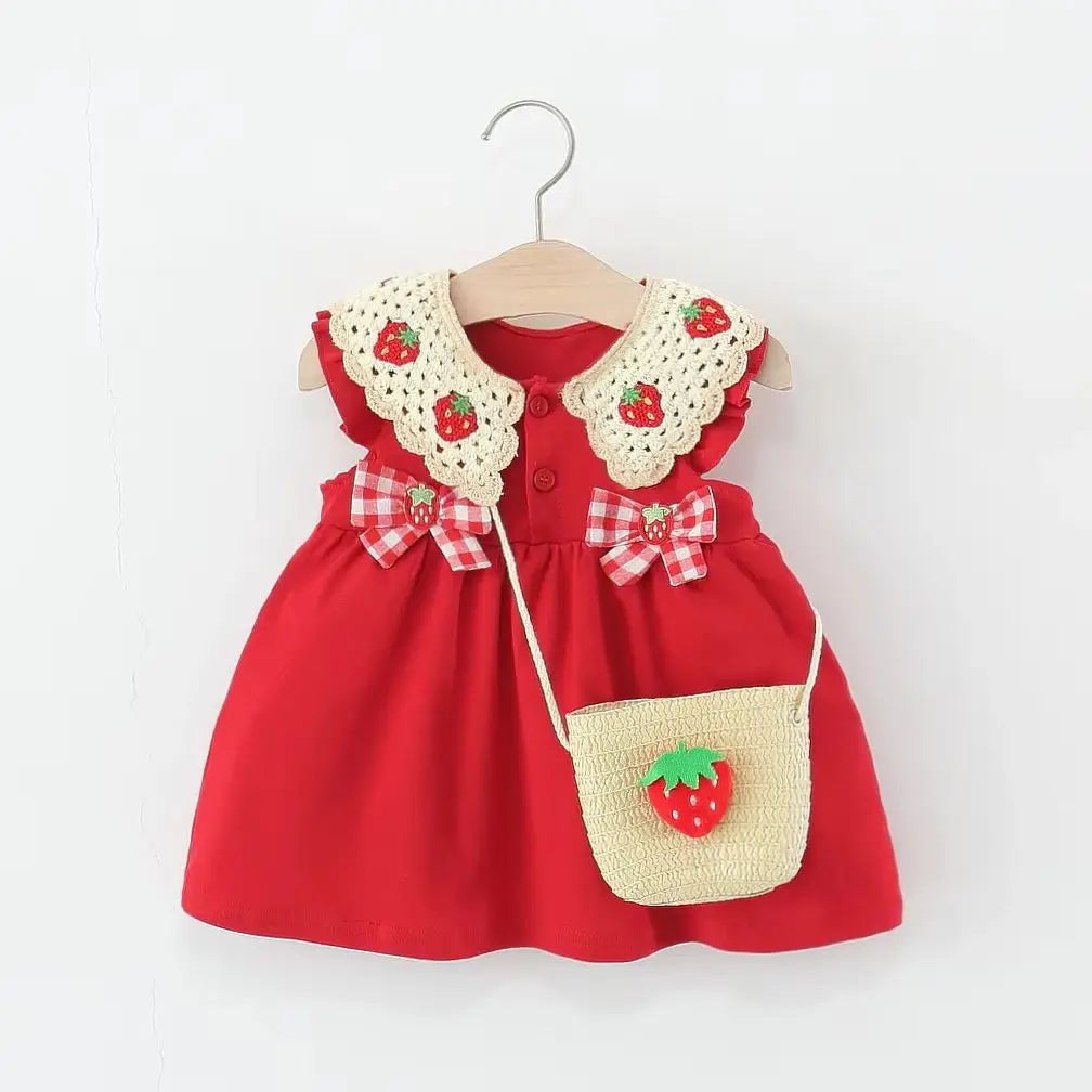 Strawberry Crochet Dress w Bag