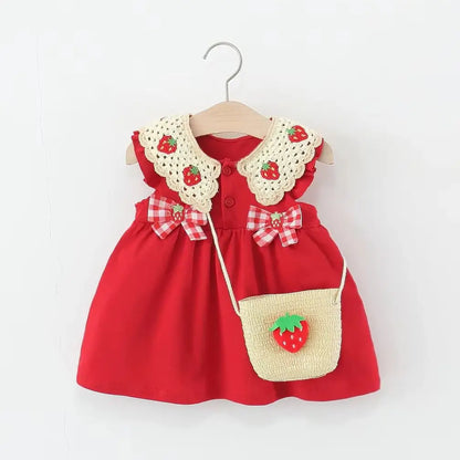 Strawberry Crochet Dress w Bag