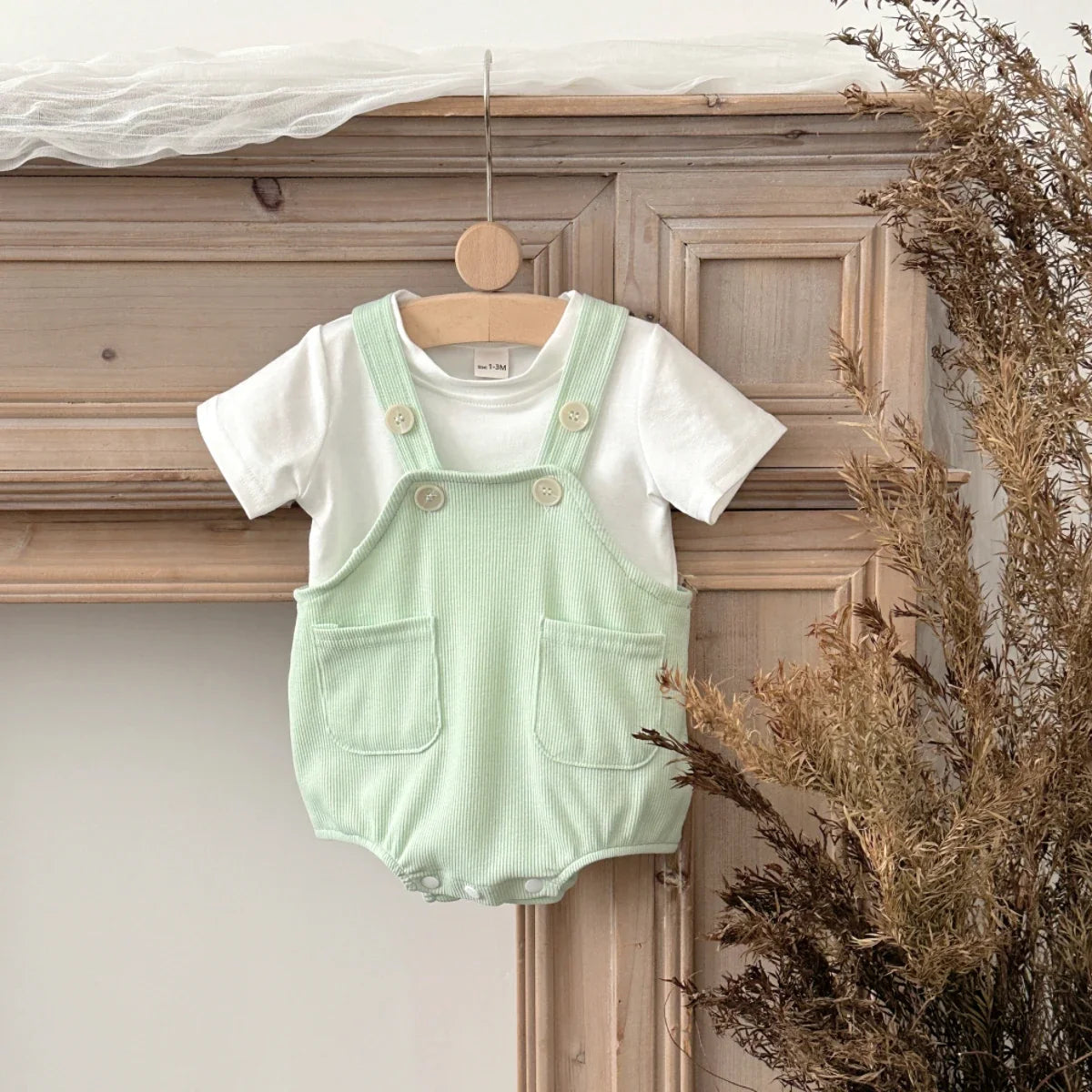 Mint T-Shirt Suspender Romper Set