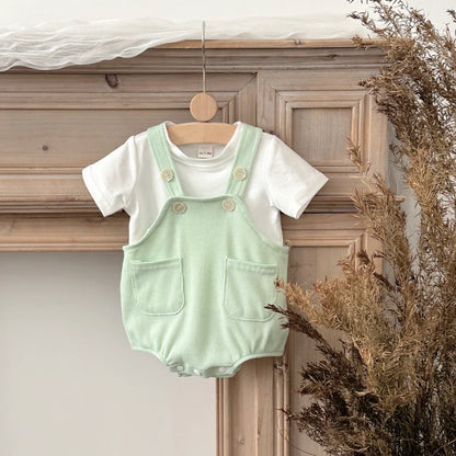 Mint T-Shirt Suspender Romper Set