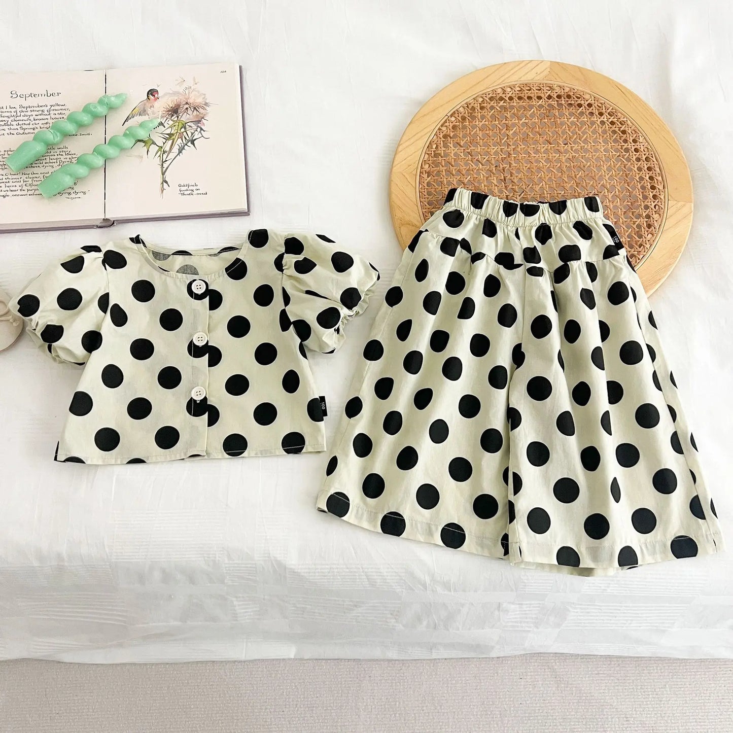 Polka Dot Wide Pants Set