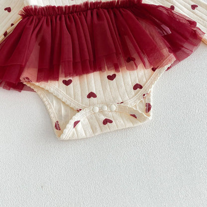Heart Print Tutu Bodysuit
