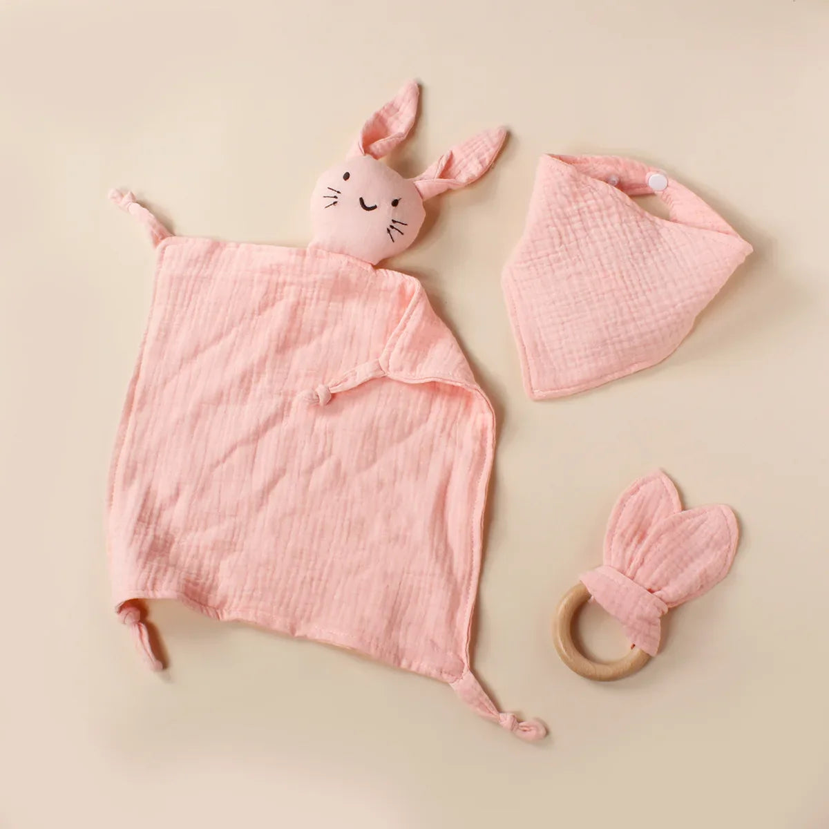 Muslin Wooden Ring Teething Set