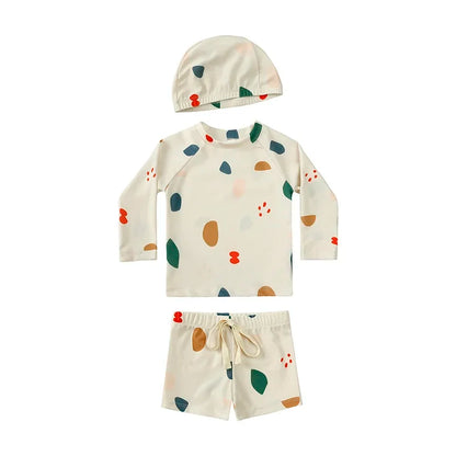 Boys Long sleeve Swimsuit Set. 3Pcs