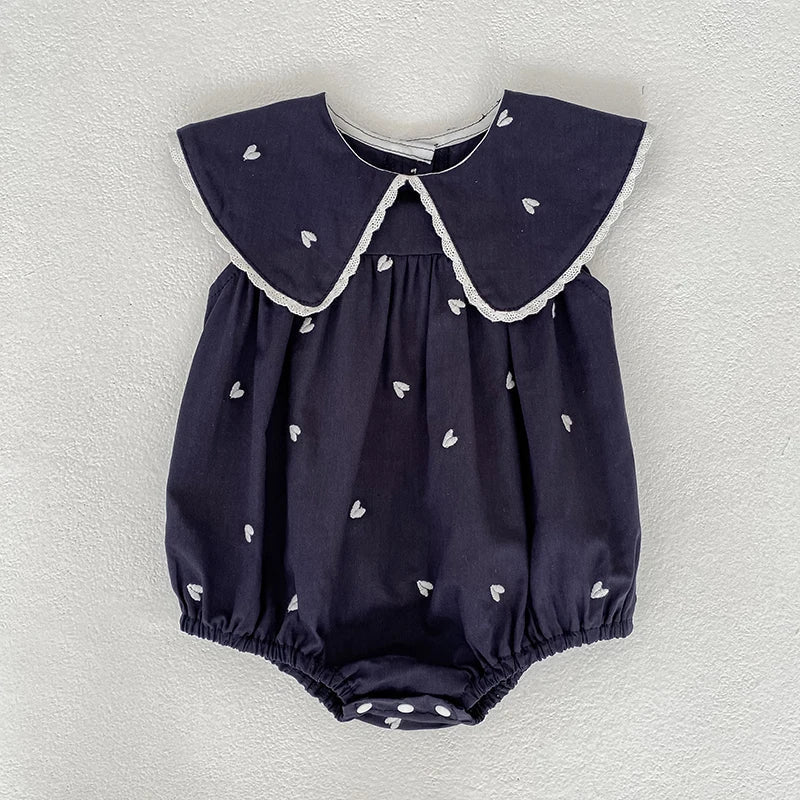 Heart Print Flap Romper