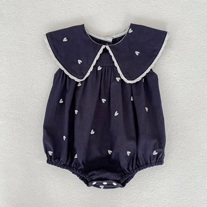 Heart Print Flap Romper