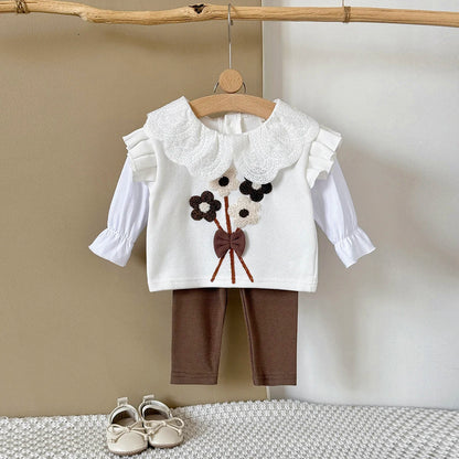 Brown Flower Embroidery Set
