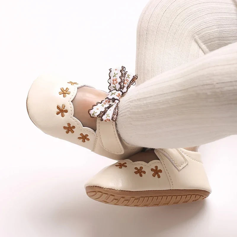 Floral Embroidered Pre Walker Shoes