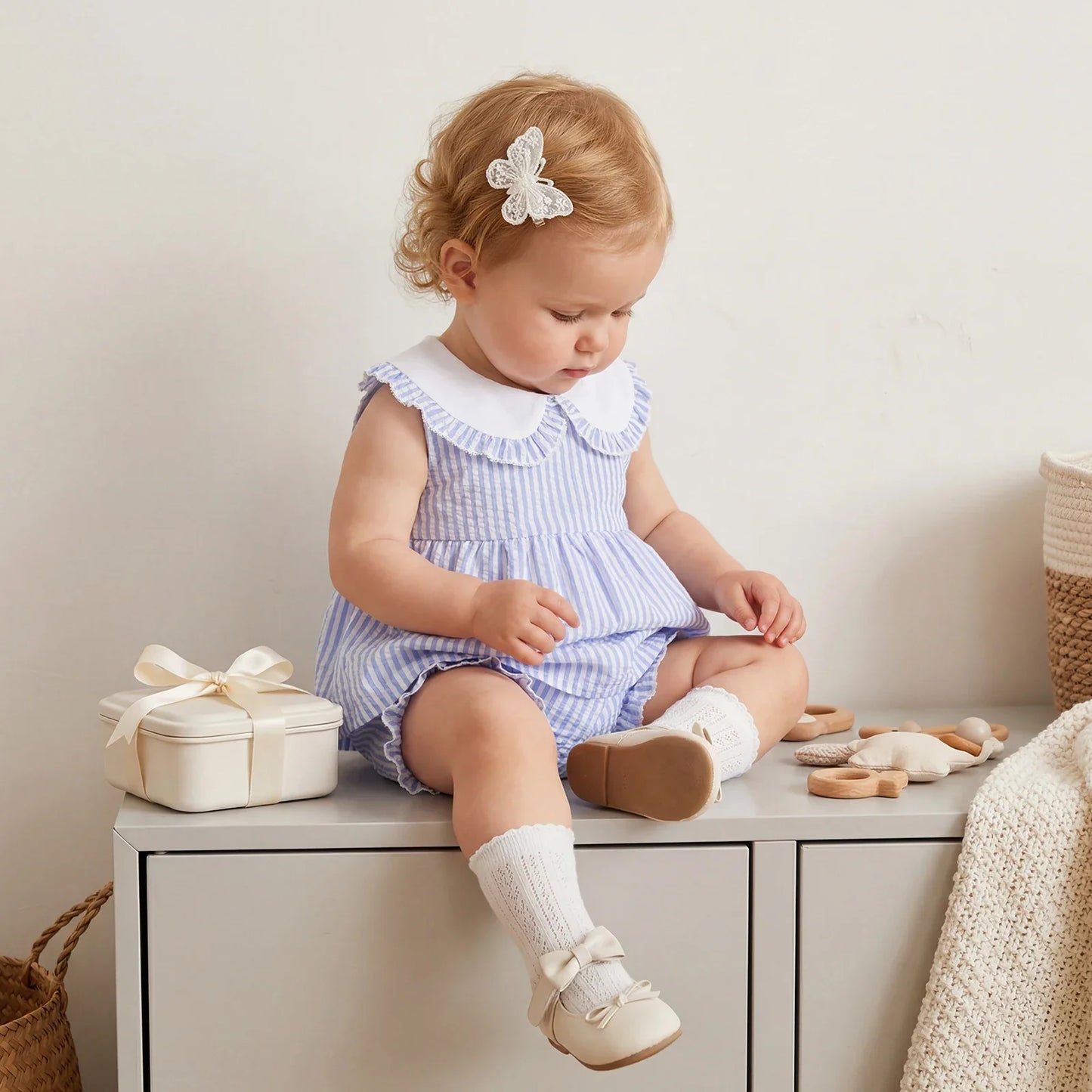 Frill Collar Stripe Set