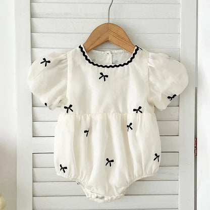 Tiny Bow Embroidery Romper
