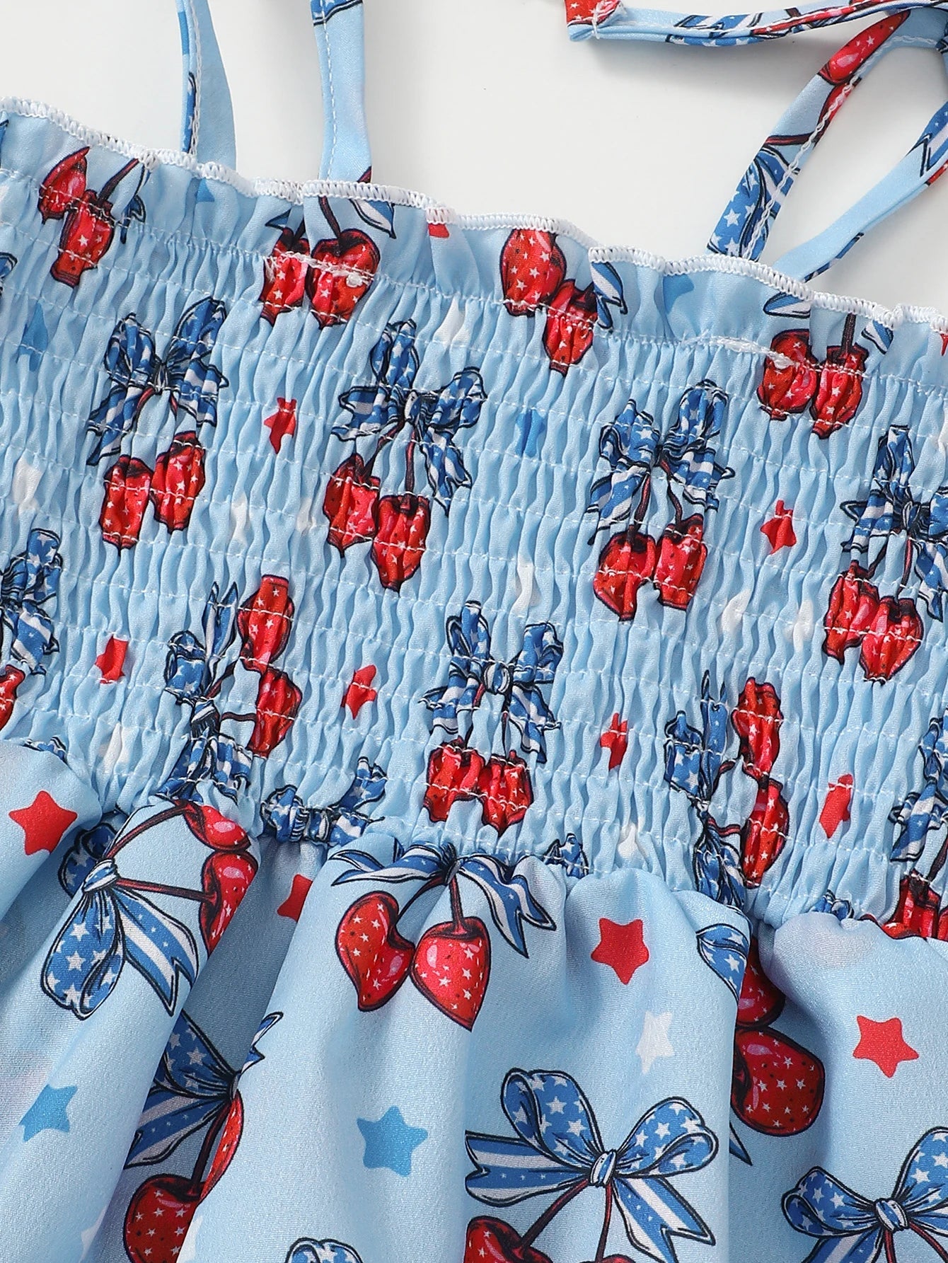 Blue Cherry Print Romper