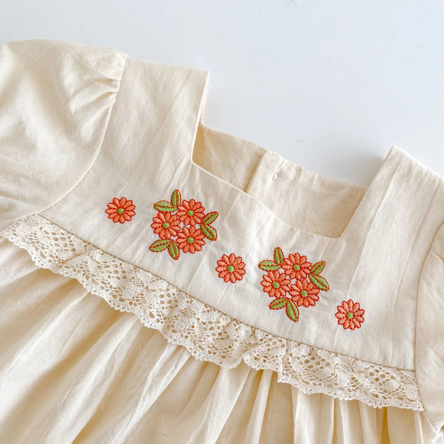 Flower Embroidered Short Sleeve Set