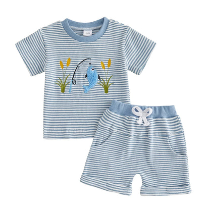 Striped Go Fish Shorts Set