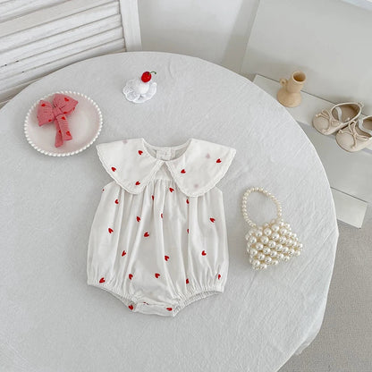 Heart Print Flap Romper