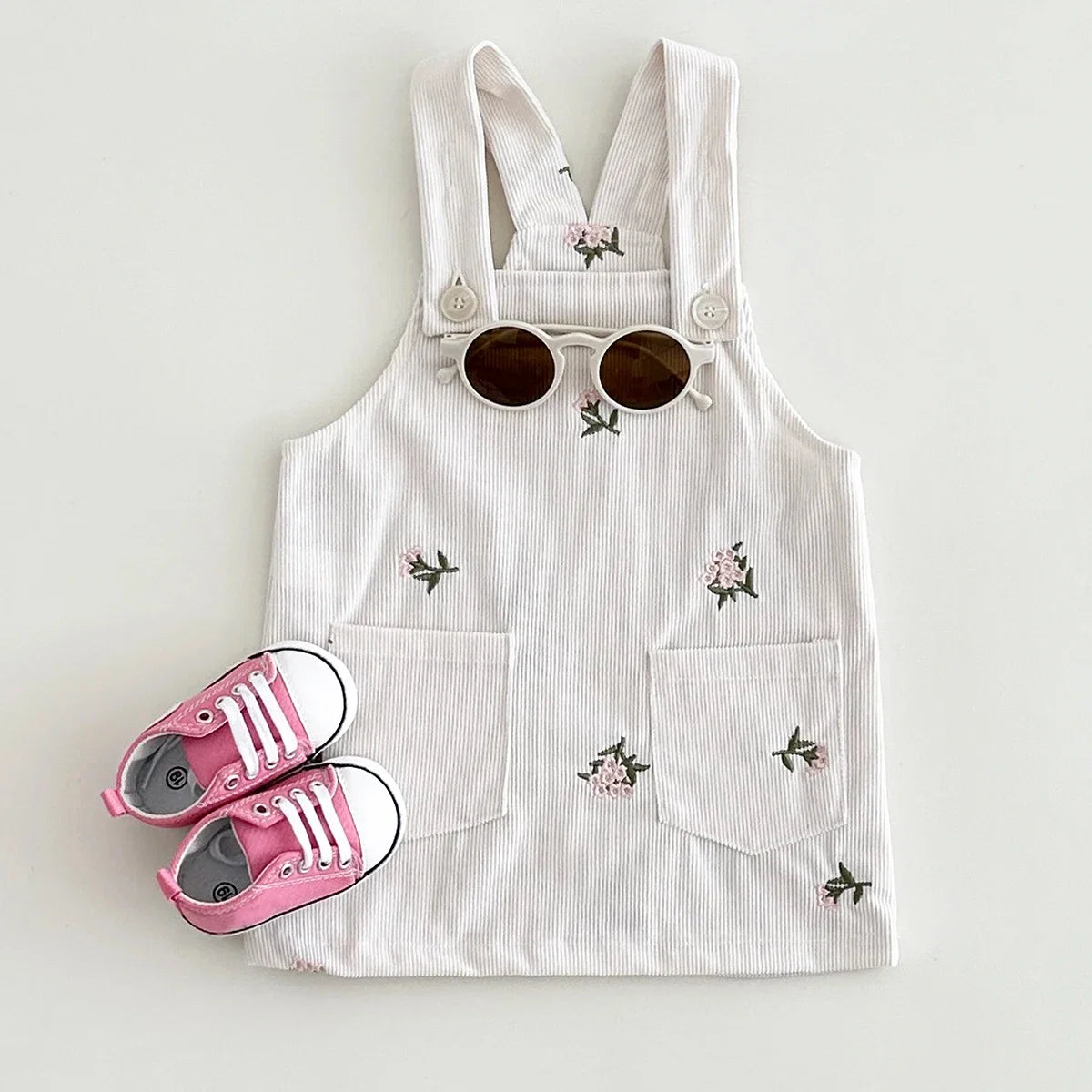 Flower Embroidery Suspender Dress
