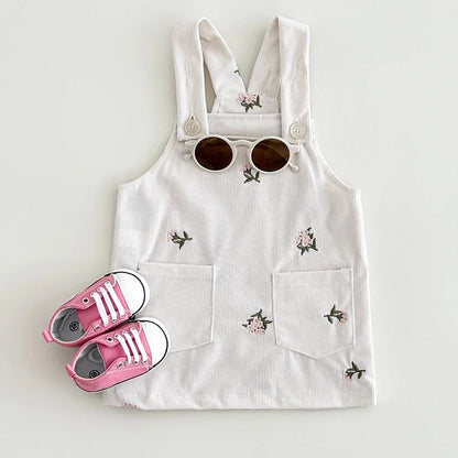 Flower Embroidery Suspender Dress