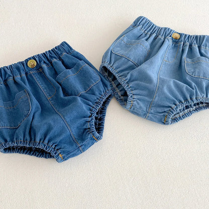 Pocketed Denim Bloomer Shorts