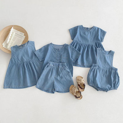 Denim Sibling Matching Outfits