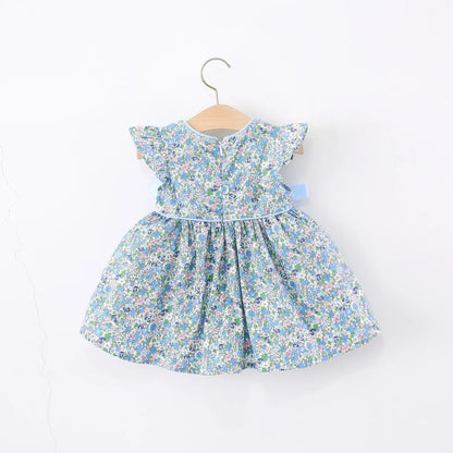 Blue Floral Ribbon Dress