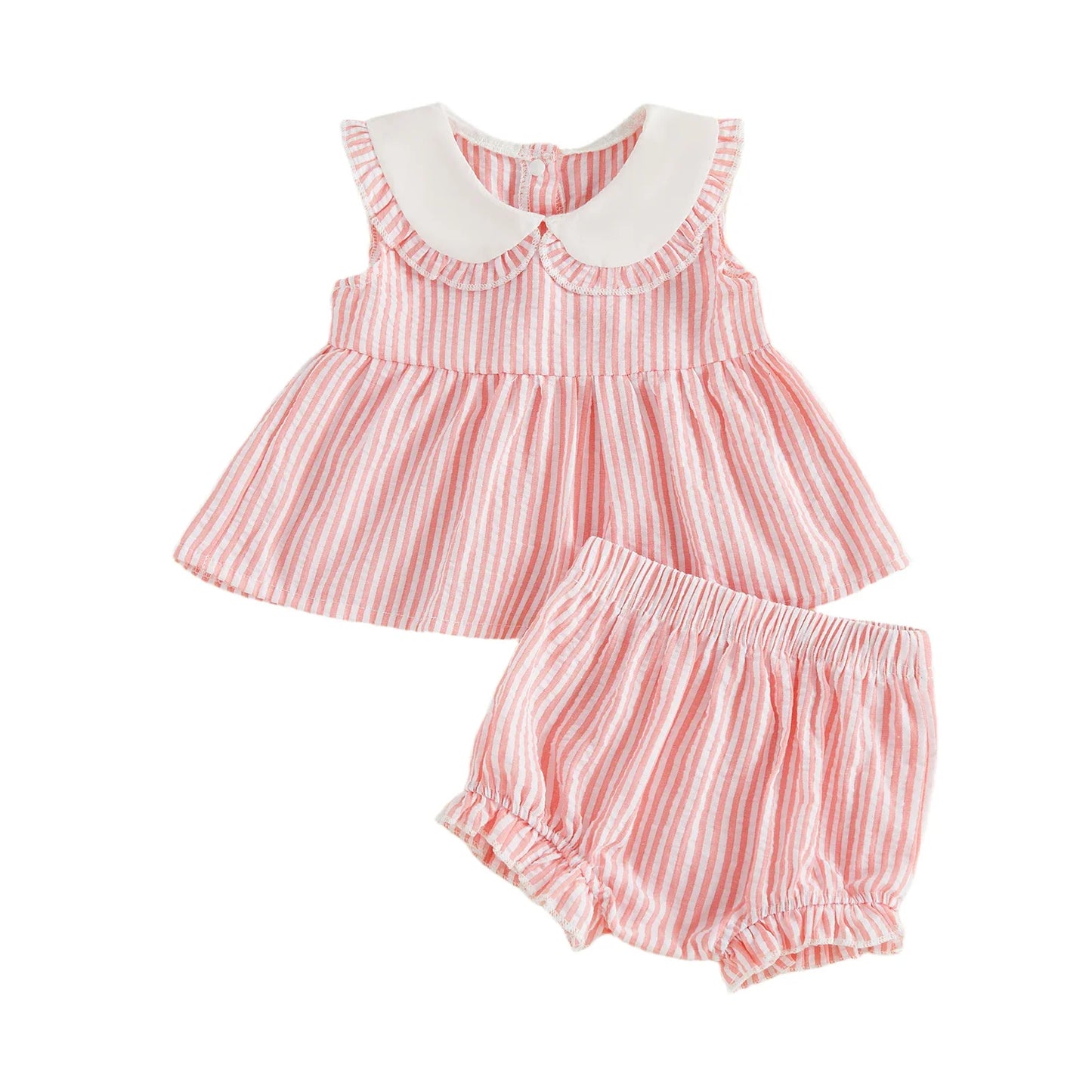 Frill Collar Stripe Set