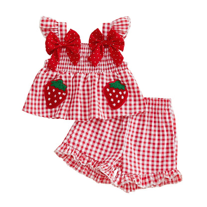 Plaid Polka Dot Strawberry Set