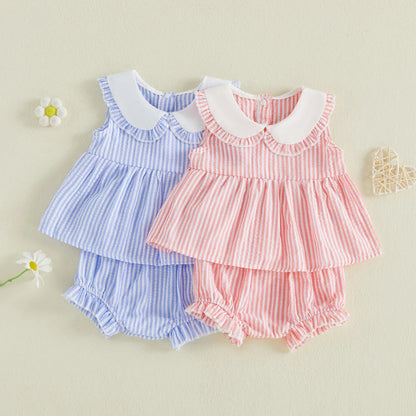 Frill Collar Stripe Set