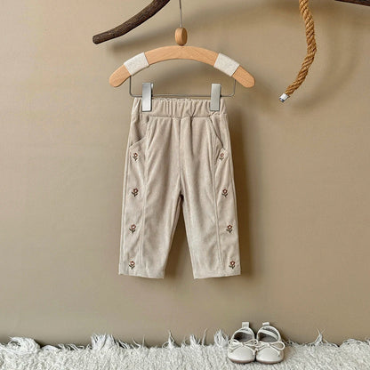 Floral Side Corduroy Pants