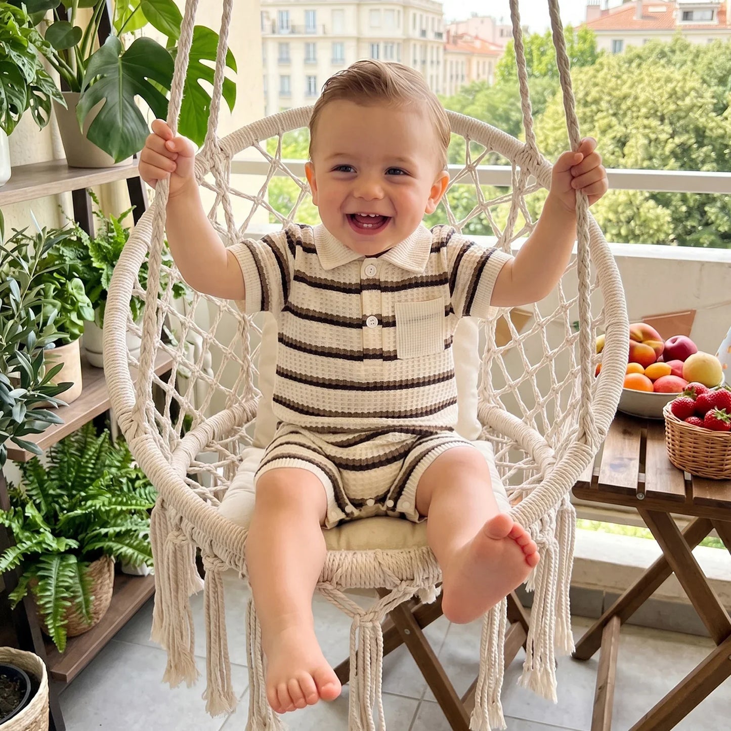 Classic Stripe Waffle Romper
