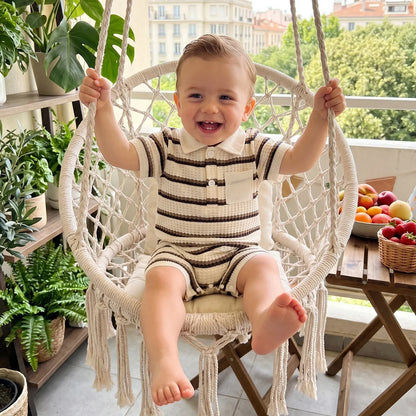 Classic Stripe Waffle Romper