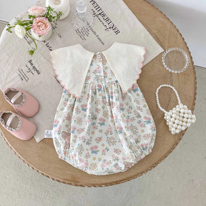 Little Bear Embroidery Collar Romper