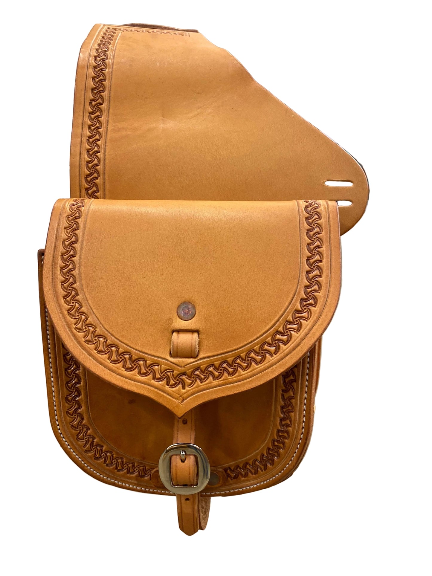 7" Natural Saddle Bag with Crazy Leg Border