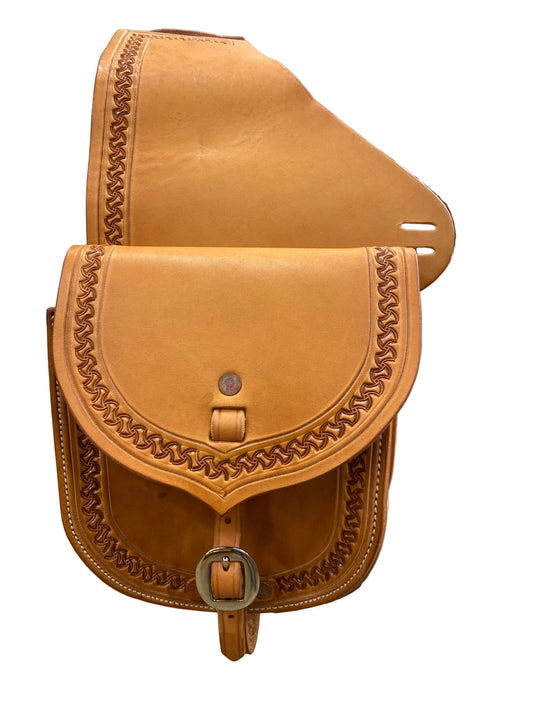 7" Natural Saddle Bag with Crazy Leg Border
