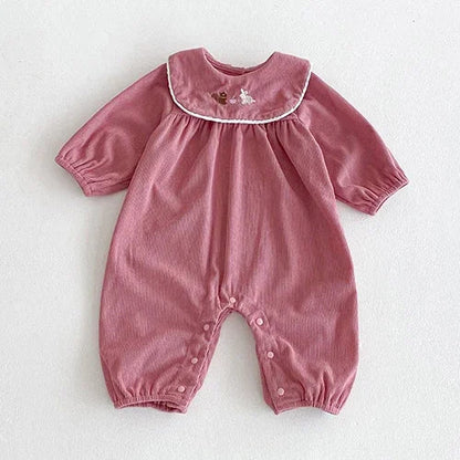 Corduroy Round Collar Jumpsuit