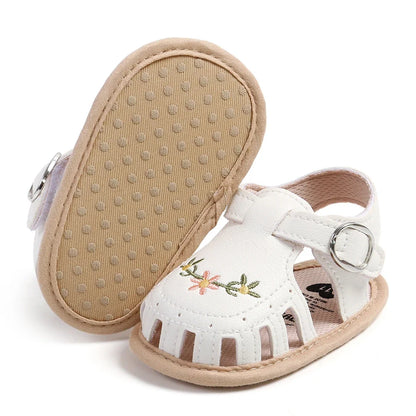 Embroidered Floral Pre-Walker Sandals