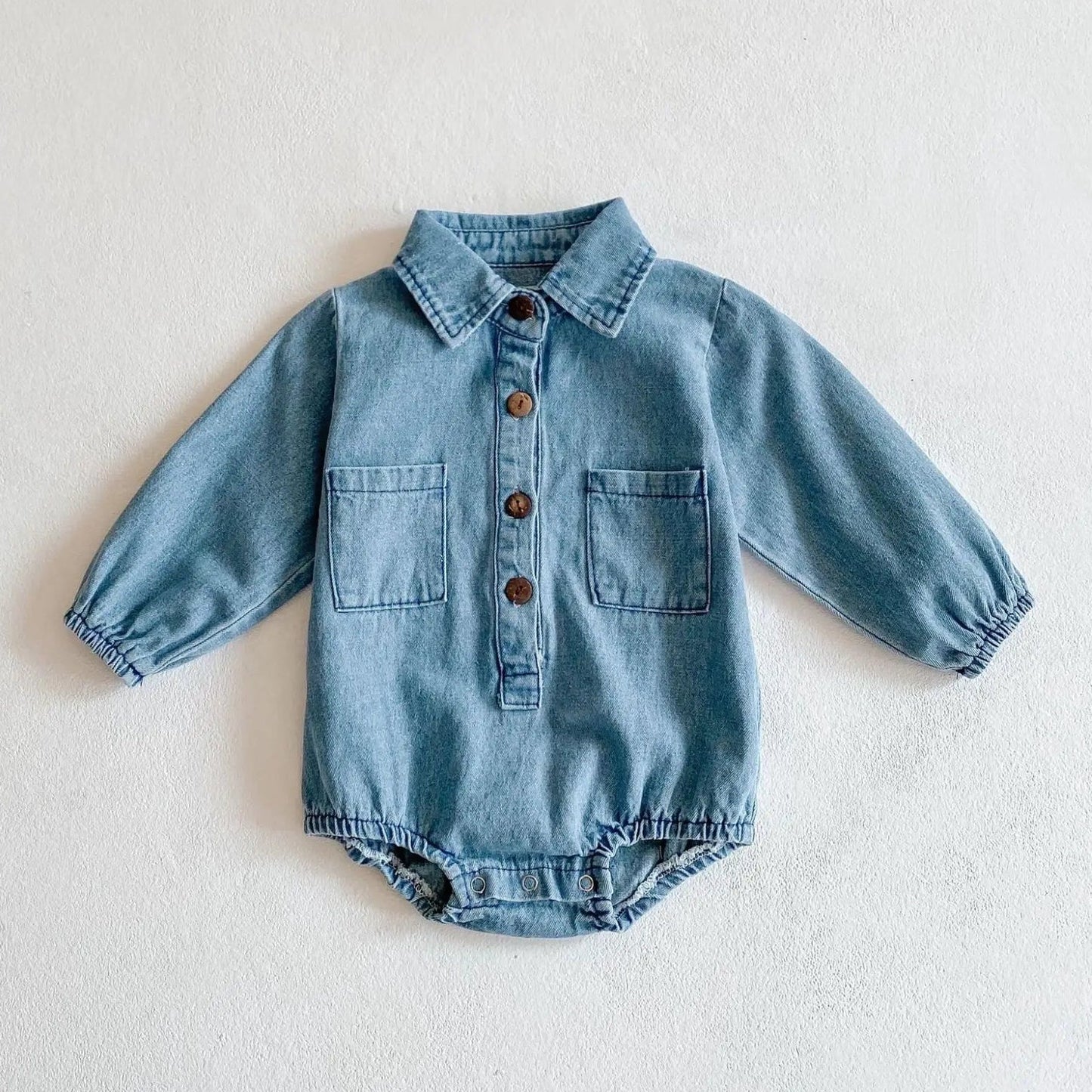Long Sleeve Denim Bodysuit