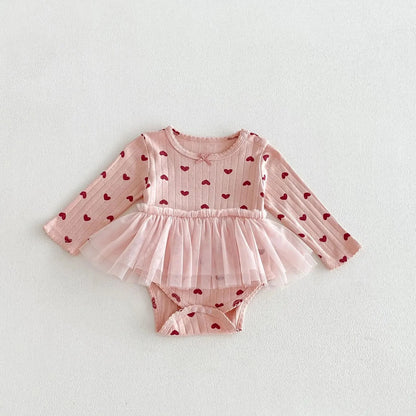 Heart Print Tutu Bodysuit