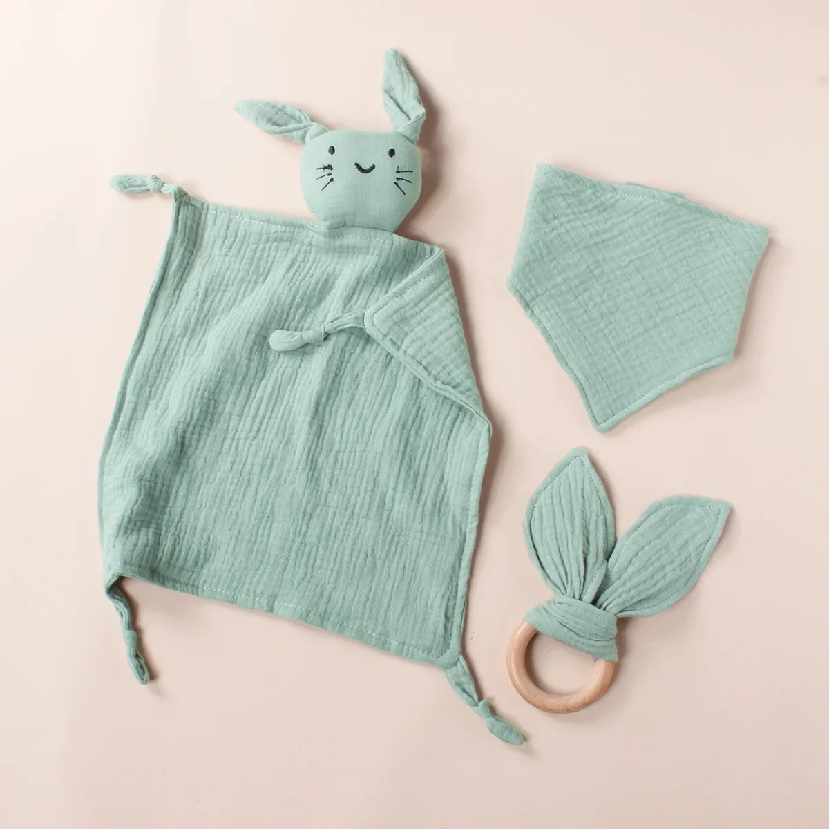 Muslin Wooden Ring Teething Set