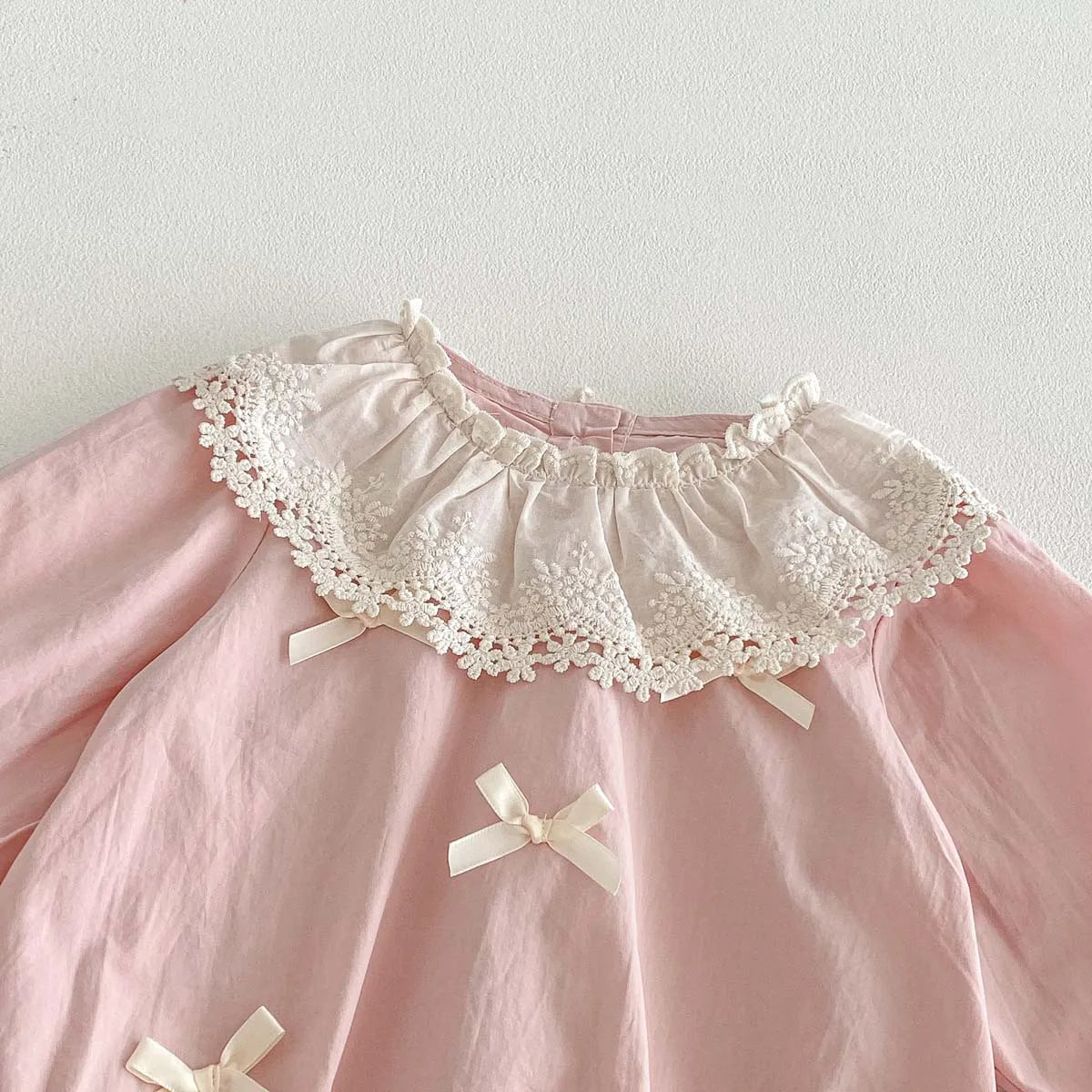 Lace Collar Ribbon Romper