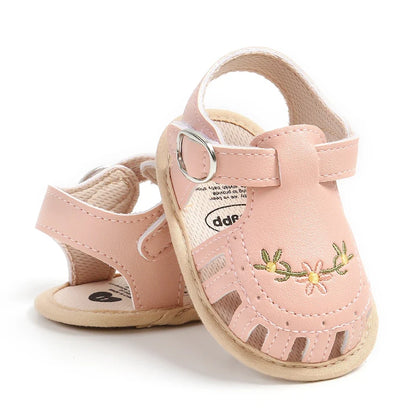 Embroidered Floral Pre-Walker Sandals